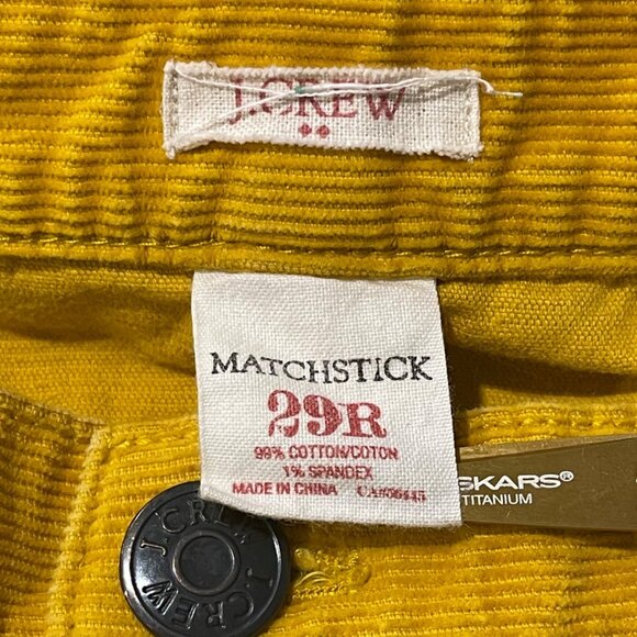 J. Crew Outlet Matchstick Pants Women's Size 29R Cotton Yellow Gold Corduroy - Picture 6 of 11